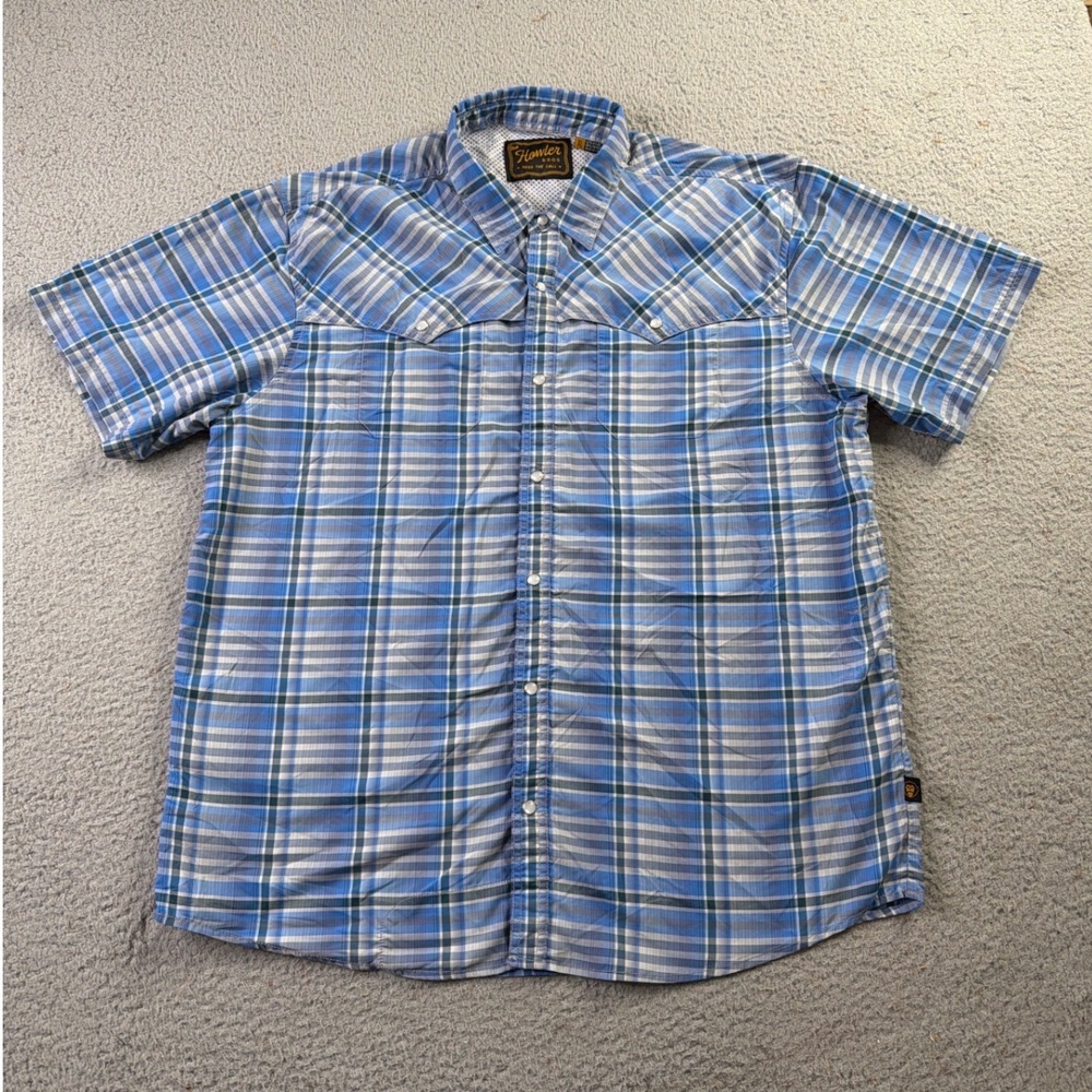 Howler Brothers Gaucho Snapshirt XL Blue Plaid Western Pearl Snap Fishing Shirt